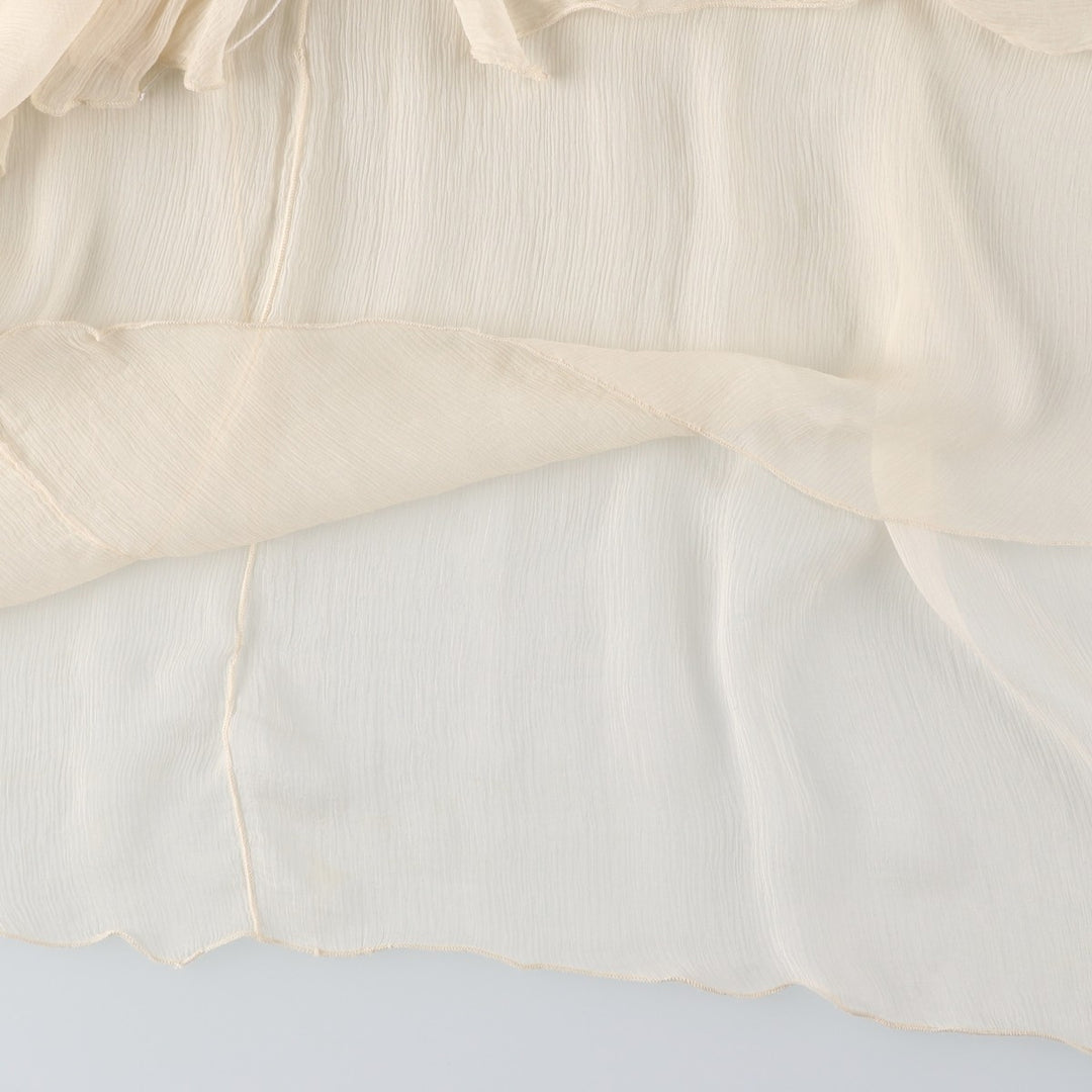bebe Frill Chiffon Flare Skirt, Made in USA, Women's Size XS (approx.) silk ivory Vintage Second Hand
