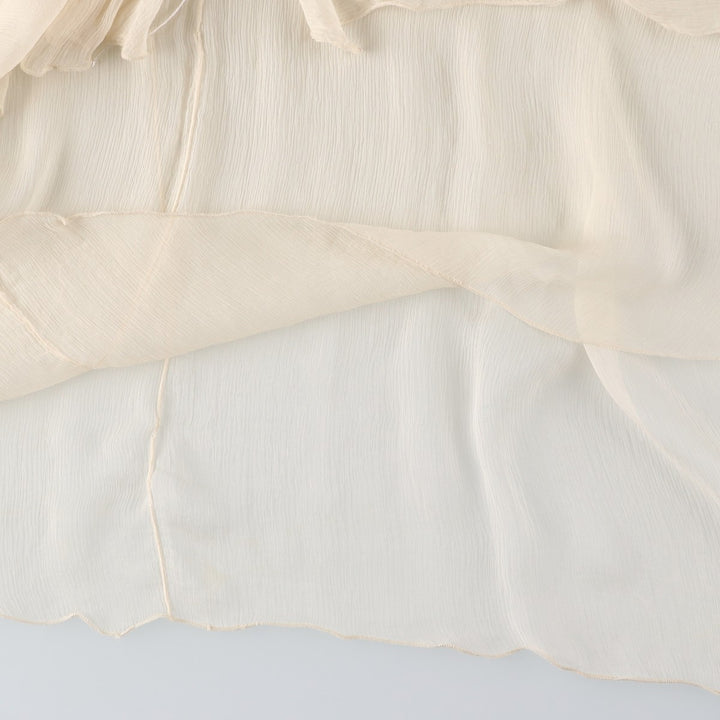 bebe Frill Chiffon Flare Skirt, Made in USA, Women's Size XS (approx.) silk ivory Vintage Second Hand