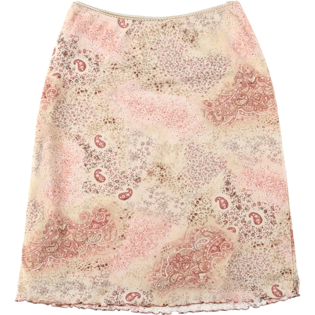 SFUZI Floral Paisley Pattern Half-Length A-Line Skirt, Women's Size S (approx.) unclear Beige type Vintage Second Hand