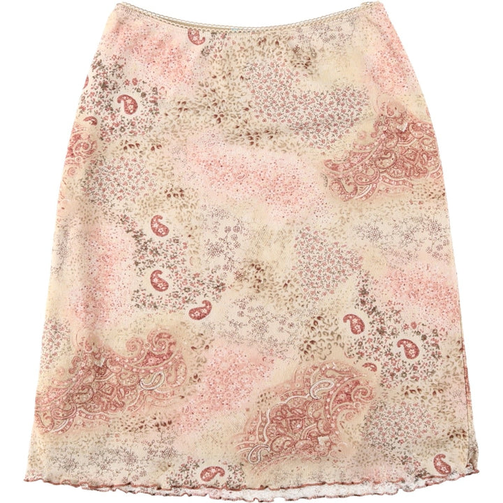 SFUZI Floral Paisley Pattern Half-Length A-Line Skirt, Women's Size S (approx.) unclear Beige type Vintage Second Hand