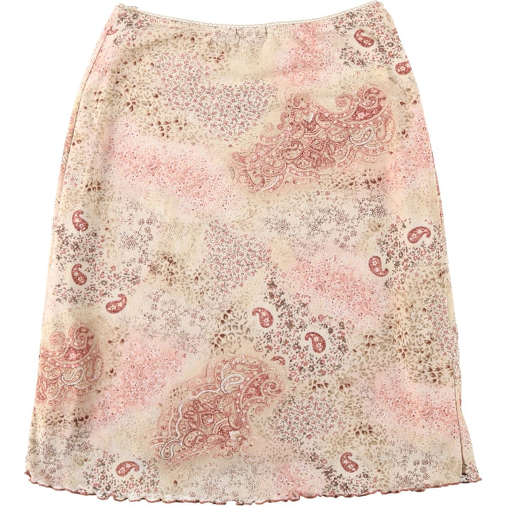 SFUZI Floral Paisley Pattern Half-Length A-Line Skirt, Women's Size S (approx.) unclear Beige type Vintage Second Hand