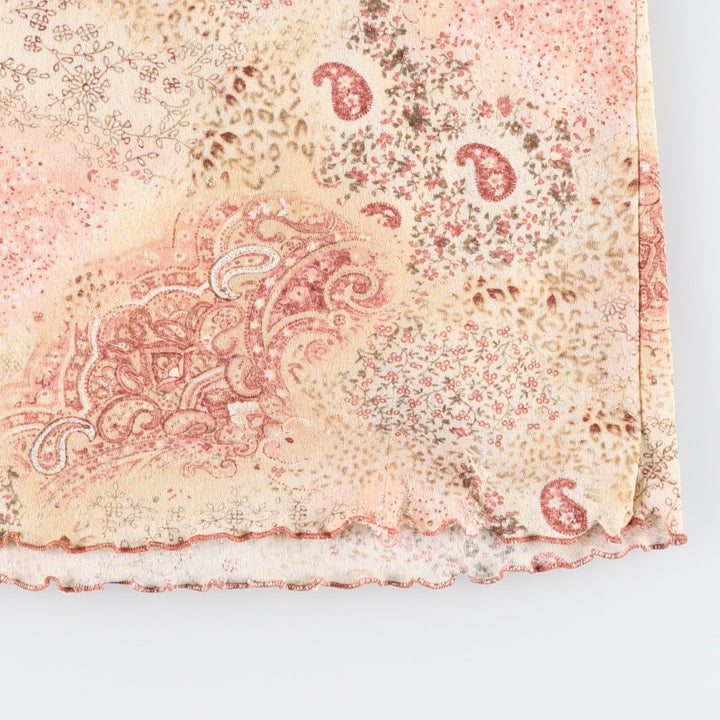 SFUZI Floral Paisley Pattern Half-Length A-Line Skirt, Women's Size S (approx.) unclear Beige type Vintage Second Hand