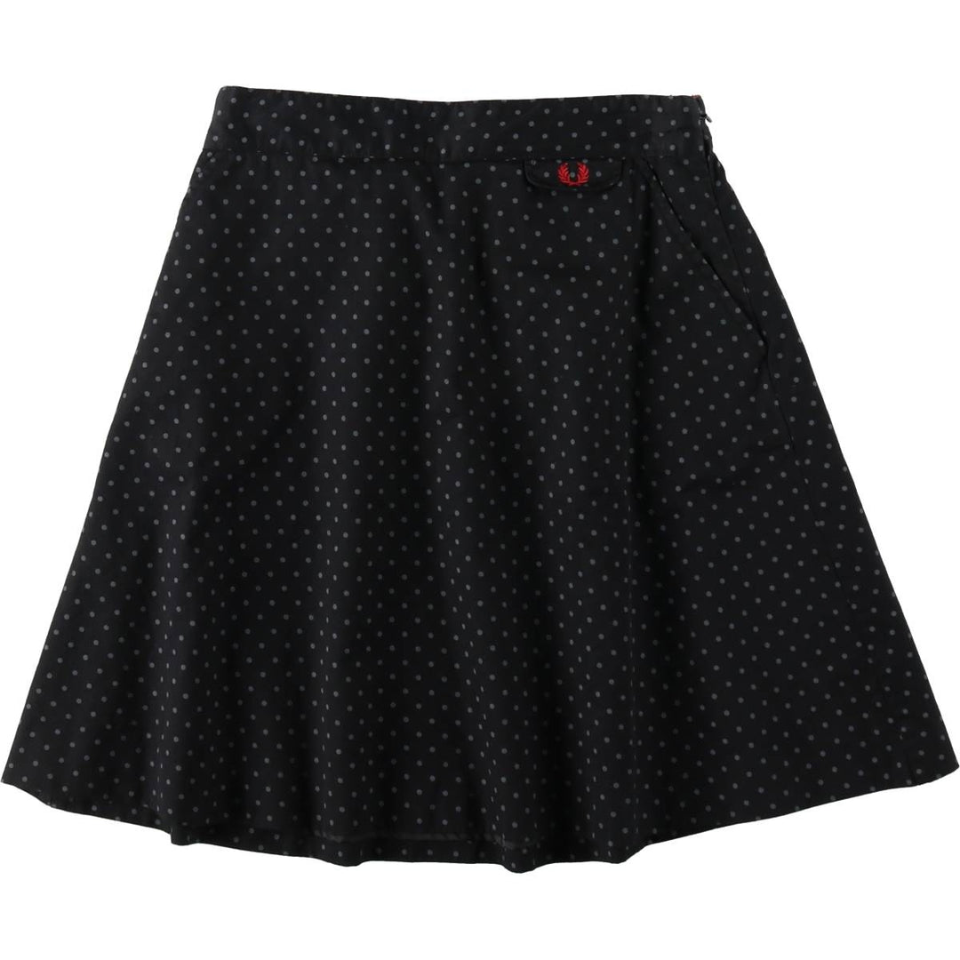 Fred Perry polka dot pattern cotton flared mini skirt, women's size M (approx.) cotton black type Vintage Second Hand