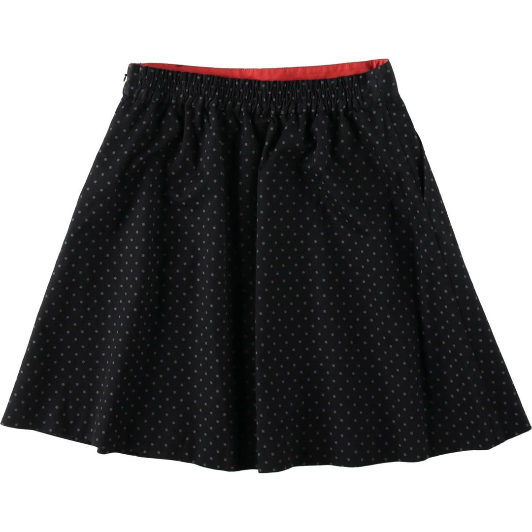 Fred Perry polka dot pattern cotton flared mini skirt, women's size M (approx.) cotton black type Vintage Second Hand