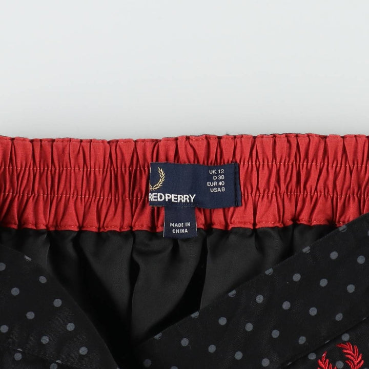 Fred Perry polka dot pattern cotton flared mini skirt, women's size M (approx.) cotton black type Vintage Second Hand