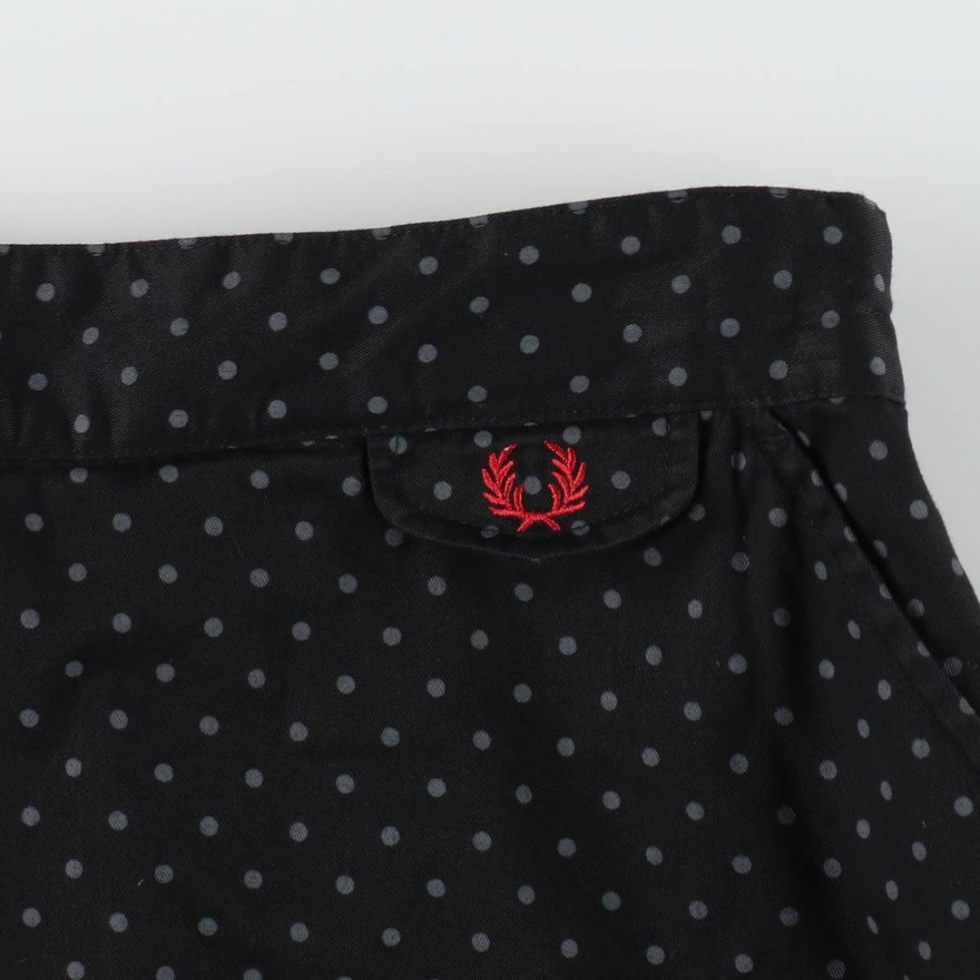 Fred Perry polka dot pattern cotton flared mini skirt, women's size M (approx.) cotton black type Vintage Second Hand
