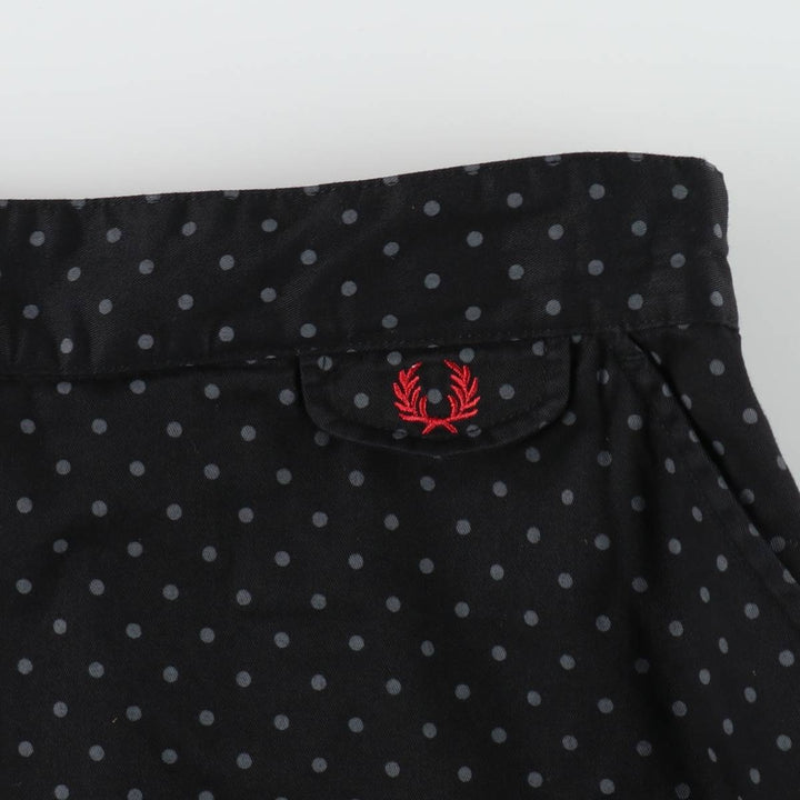 Fred Perry polka dot pattern cotton flared mini skirt, women's size M (approx.) cotton black type Vintage Second Hand