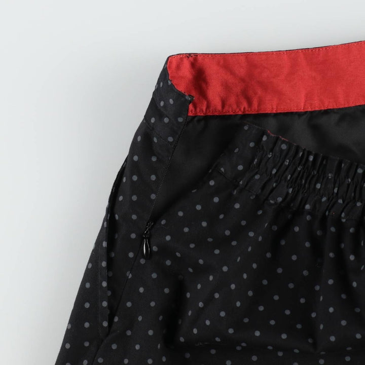 Fred Perry polka dot pattern cotton flared mini skirt, women's size M (approx.) cotton black type Vintage Second Hand