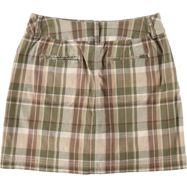 St. John's Bay stretch check pattern mini culotte skirt (women's size L equivalent) cotton Khaki type Vintage Second Hand