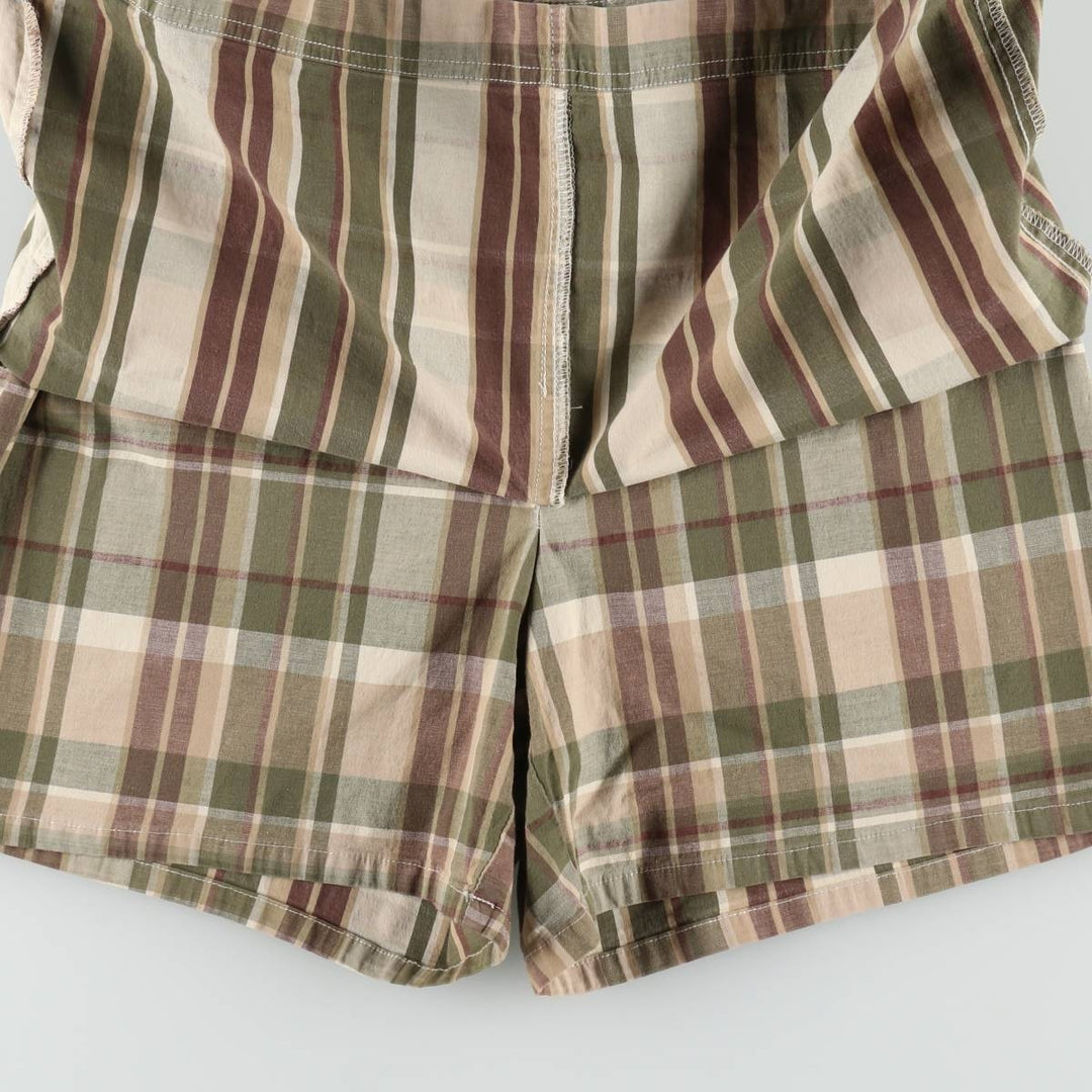 St. John's Bay stretch check pattern mini culotte skirt (women's size L equivalent) cotton Khaki type Vintage Second Hand