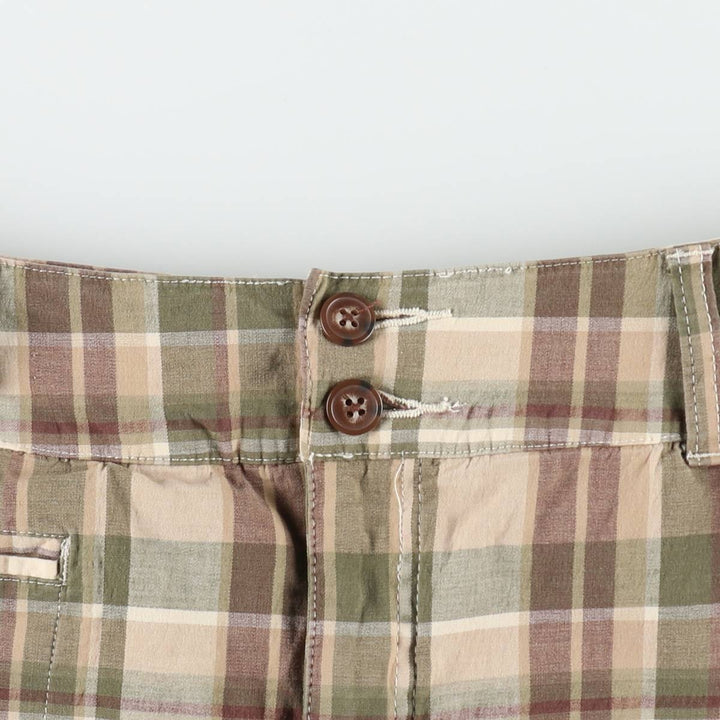 St. John's Bay stretch check pattern mini culotte skirt (women's size L equivalent) cotton Khaki type Vintage Second Hand