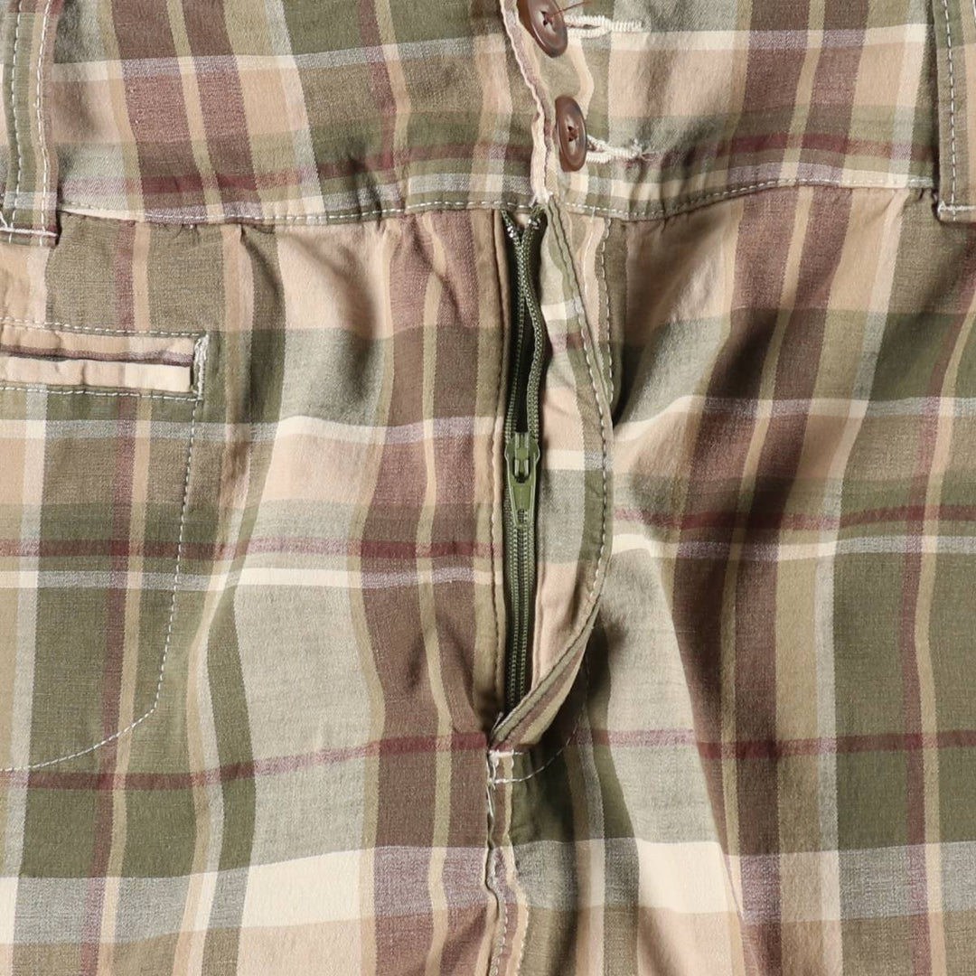 St. John's Bay stretch check pattern mini culotte skirt (women's size L equivalent) cotton Khaki type Vintage Second Hand