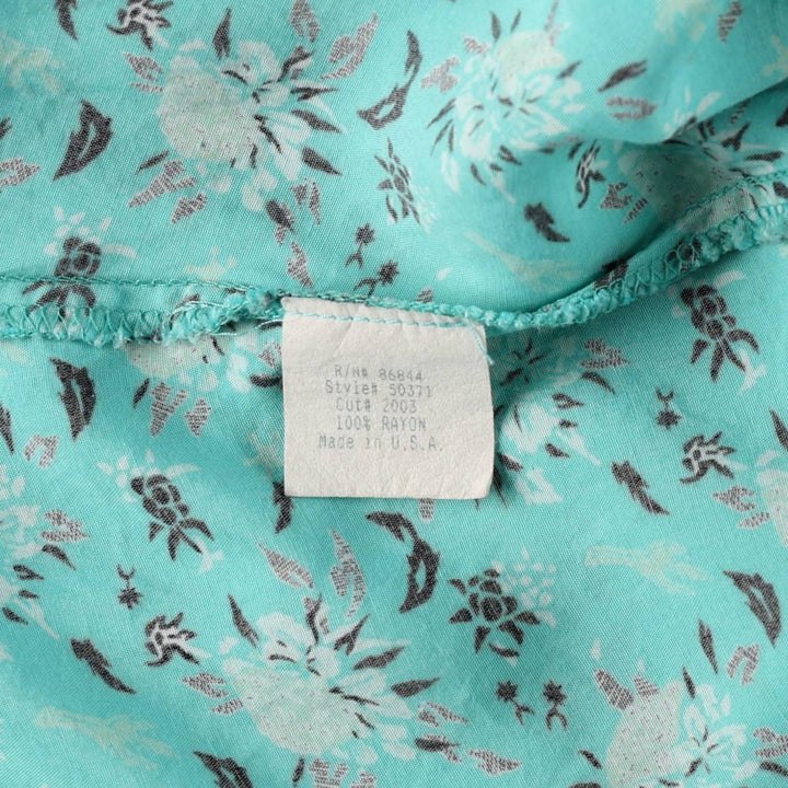 70s-80'S Desert West all-over botanical pattern long, short-sleeved, flared dress, made in USA, women's size M equivalent, vintage. Rayon Mint green Vintage Second Hand