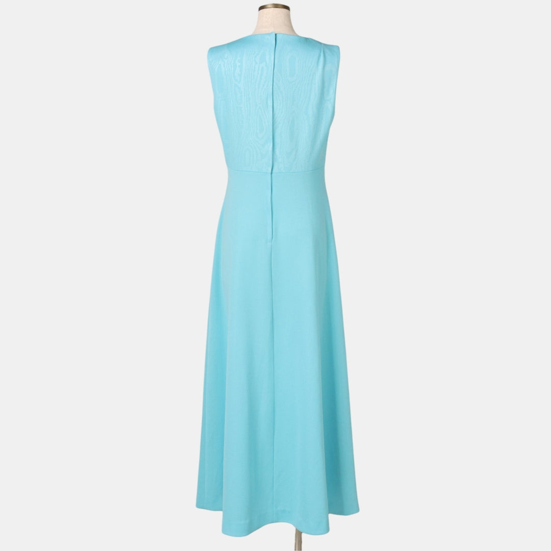 All-over print maxi sleeveless A-line dress, women's size S equivalent, vintage. unclear Blue type light blue Vintage Second Hand