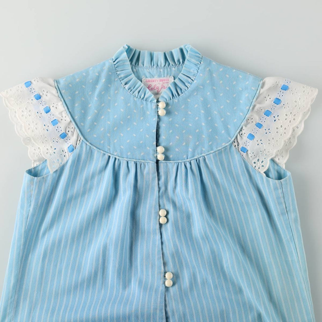 Vintage 1960s-1970'S LIBERTY HOUSE Lola Jrs. all-over print long sleeveless A-line dress, women's size M (approx.). unclear Blue type light blue Vintage Second Hand