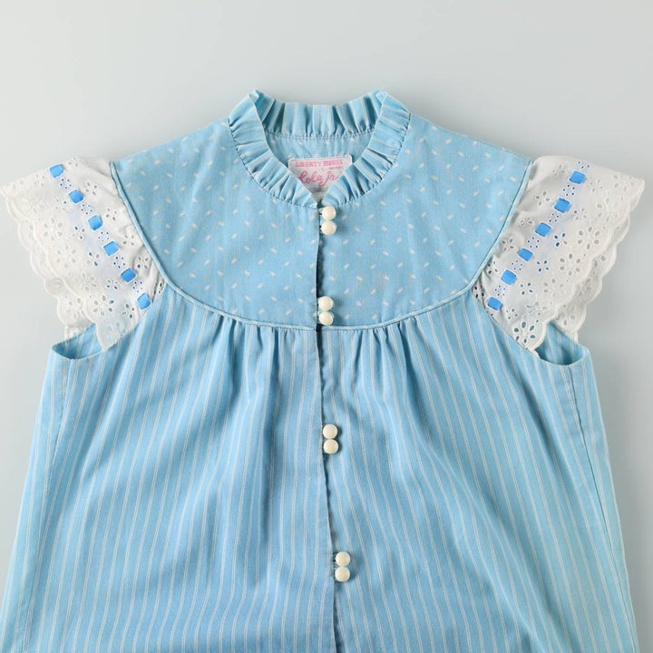 Vintage 1960s-1970'S LIBERTY HOUSE Lola Jrs. all-over print long sleeveless A-line dress, women's size M (approx.). unclear Blue type light blue Vintage Second Hand