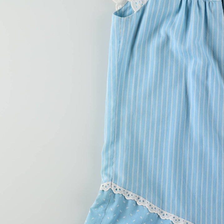 Vintage 1960s-1970'S LIBERTY HOUSE Lola Jrs. all-over print long sleeveless A-line dress, women's size M (approx.). unclear Blue type light blue Vintage Second Hand