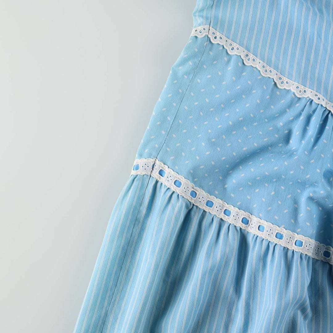 Vintage 1960s-1970'S LIBERTY HOUSE Lola Jrs. all-over print long sleeveless A-line dress, women's size M (approx.). unclear Blue type light blue Vintage Second Hand