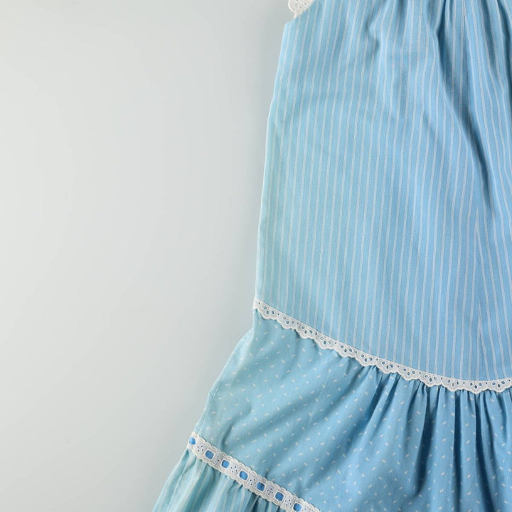 Vintage 1960s-1970'S LIBERTY HOUSE Lola Jrs. all-over print long sleeveless A-line dress, women's size M (approx.). unclear Blue type light blue Vintage Second Hand