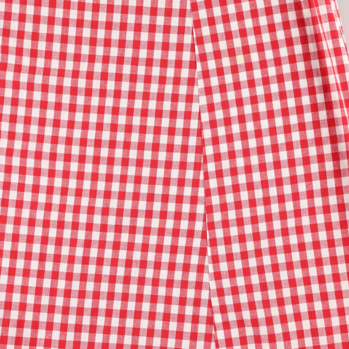 GRANITE Gingham Check Long Short-Sleeve Flared Dress, Made in USA, Women's Size M (Equivalent), Vintage cotton red type Vintage Second Hand