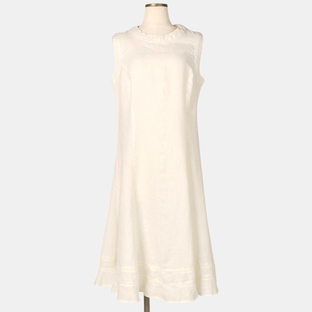 MALVIN I Love Linen Midi Sleeveless A-line Dress, Women's Size M (approx.), Vintage linen white type Vintage Second Hand