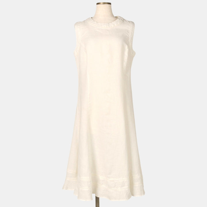 MALVIN I Love Linen Midi Sleeveless A-line Dress, Women's Size M (approx.), Vintage linen white type Vintage Second Hand