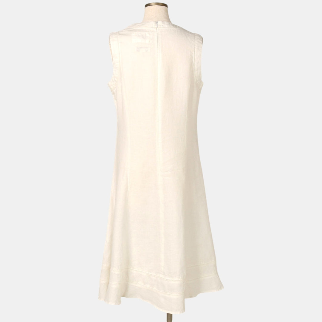 MALVIN I Love Linen Midi Sleeveless A-line Dress, Women's Size M (approx.), Vintage linen white type Vintage Second Hand