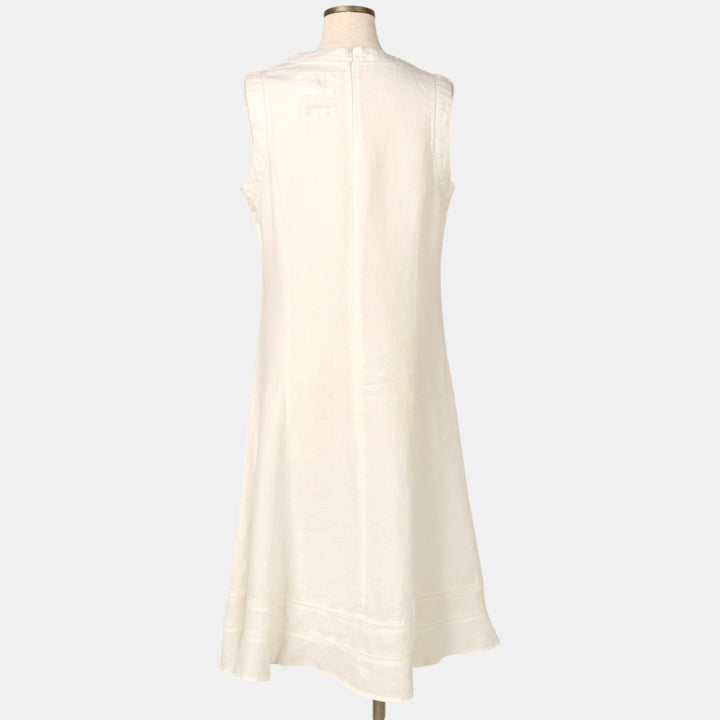 MALVIN I Love Linen Midi Sleeveless A-line Dress, Women's Size M (approx.), Vintage linen white type Vintage Second Hand