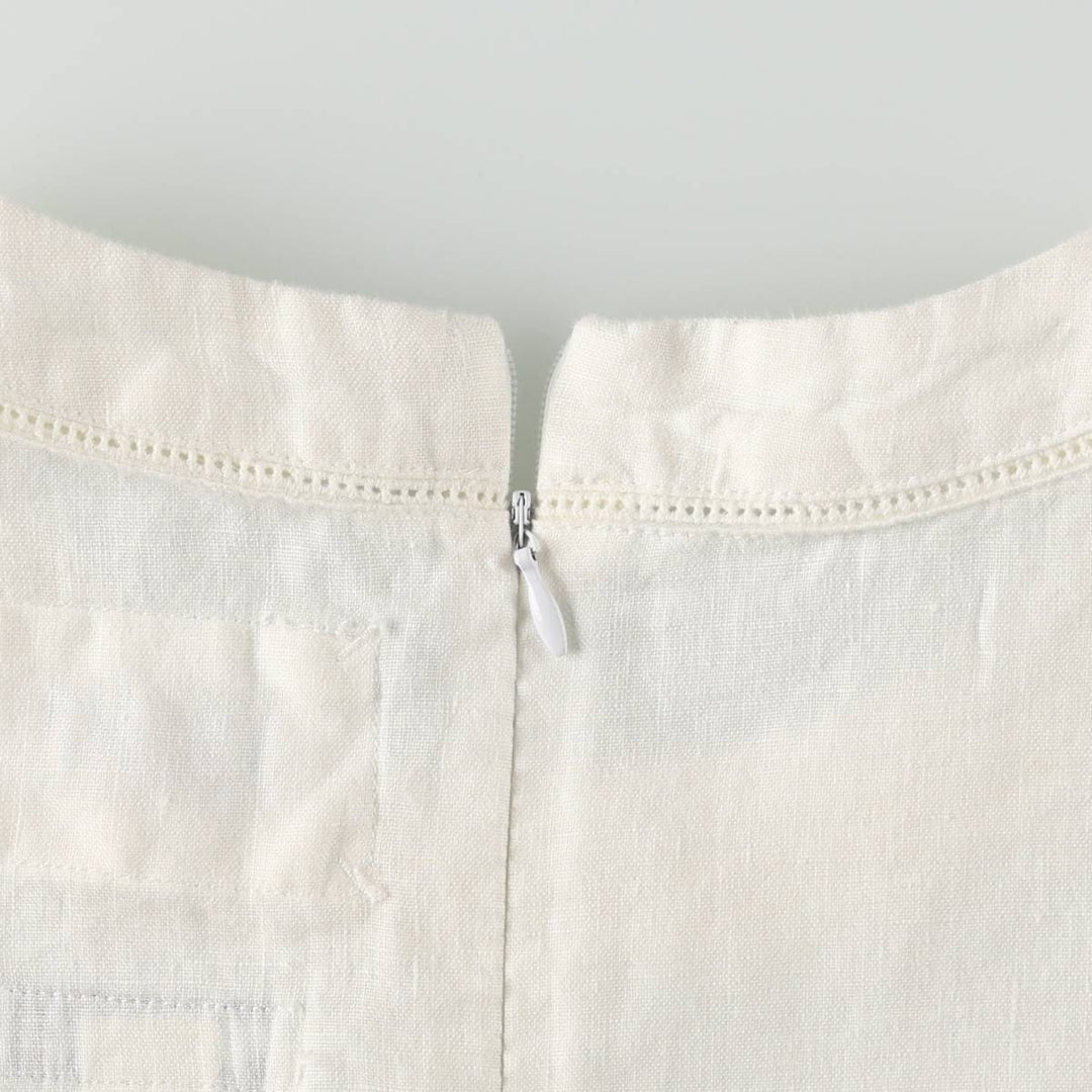 MALVIN I Love Linen Midi Sleeveless A-line Dress, Women's Size M (approx.), Vintage linen white type Vintage Second Hand