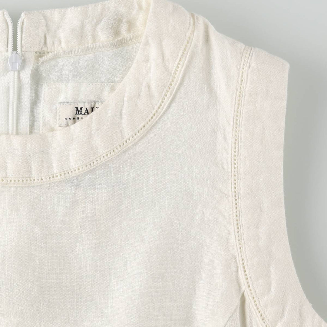 MALVIN I Love Linen Midi Sleeveless A-line Dress, Women's Size M (approx.), Vintage linen white type Vintage Second Hand