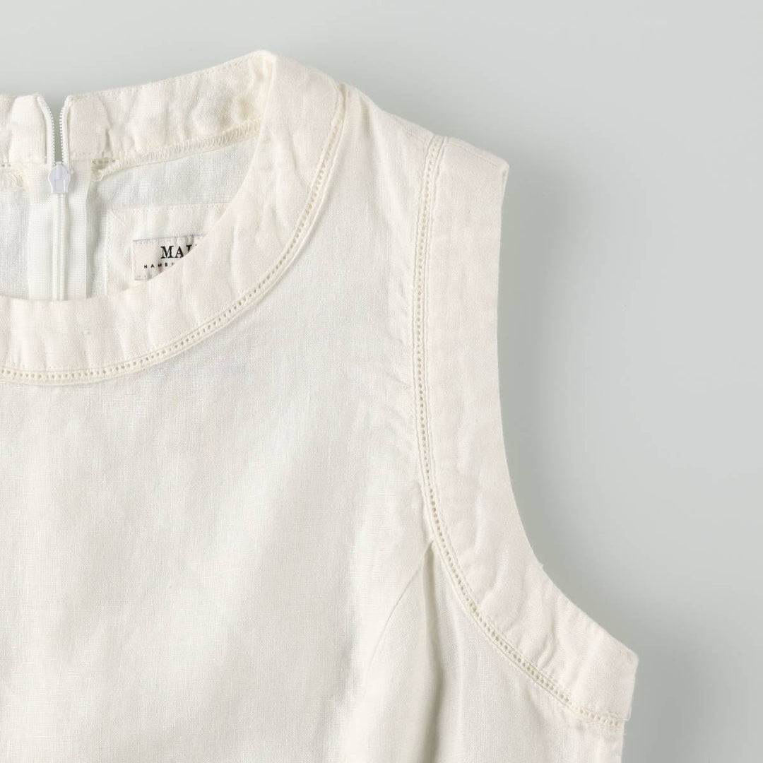 MALVIN I Love Linen Midi Sleeveless A-line Dress, Women's Size M (approx.), Vintage linen white type Vintage Second Hand