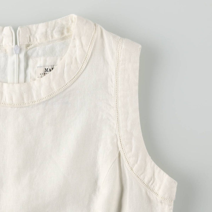 MALVIN I Love Linen Midi Sleeveless A-line Dress, Women's Size M (approx.), Vintage linen white type Vintage Second Hand