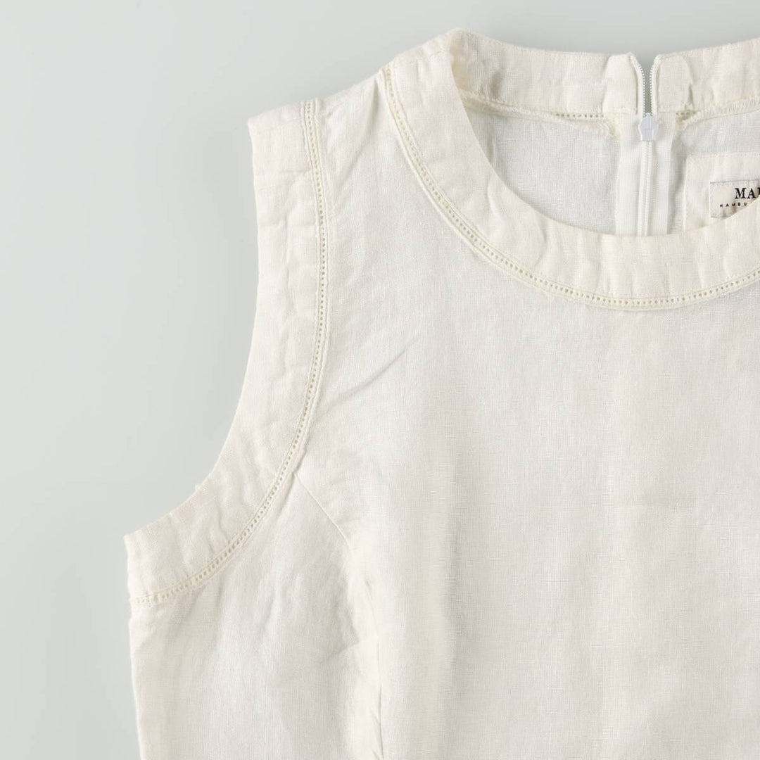 MALVIN I Love Linen Midi Sleeveless A-line Dress, Women's Size M (approx.), Vintage linen white type Vintage Second Hand
