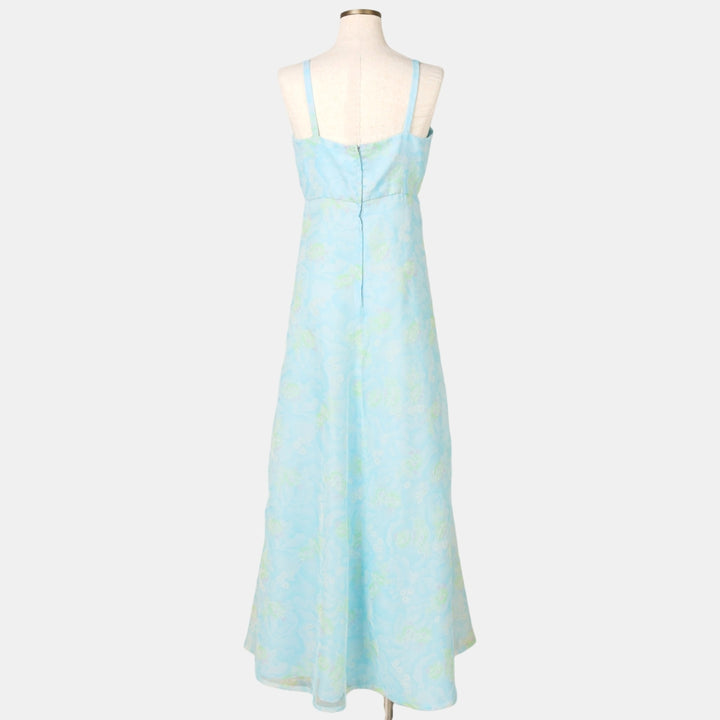 All-over floral print long camisole dress, women's size S equivalent, vintage. unclear blue type Vintage Second Hand