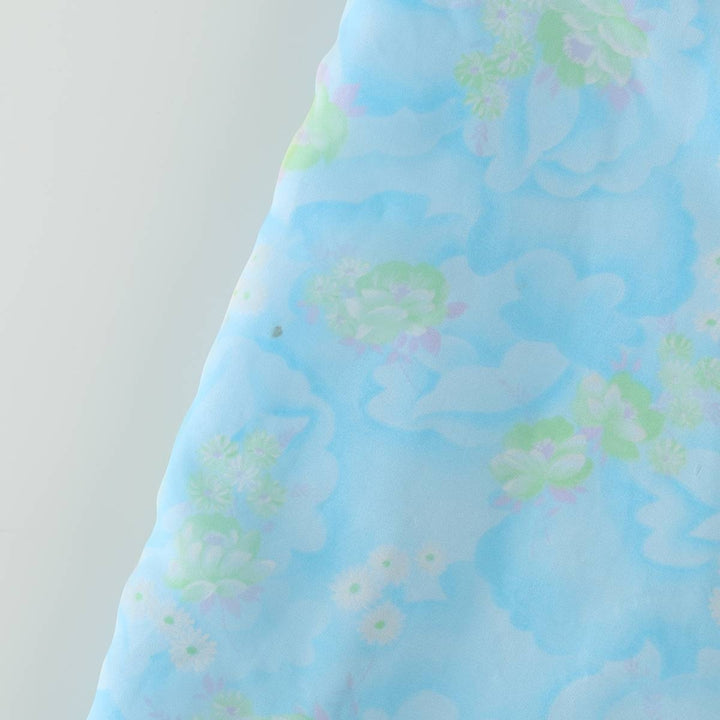 All-over floral print long camisole dress, women's size S equivalent, vintage. unclear blue type Vintage Second Hand