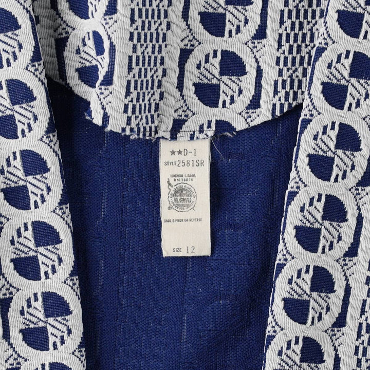 ~90'S all-over print long vest, made in USA, women's size XL equivalent, vintage. polyester Navy blue Vintage Second Hand