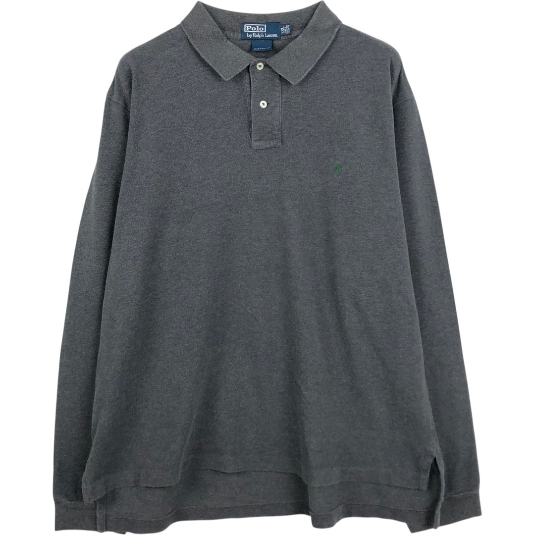 Ralph Lauren POLO by Ralph Lauren CUSTOM FIT long-sleeved polo shirt, men's size XXL cotton Charcoal Vintage Second Hand
