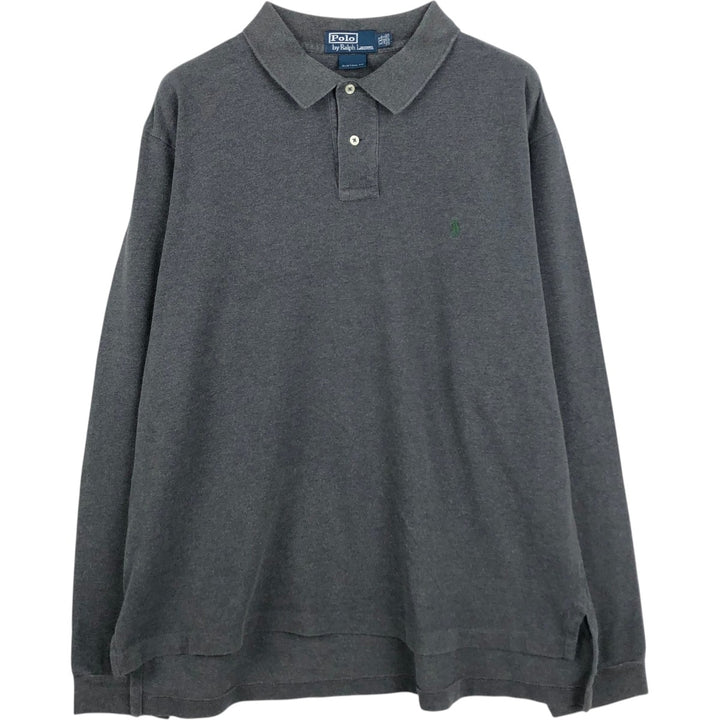 Ralph Lauren POLO by Ralph Lauren CUSTOM FIT long-sleeved polo shirt, men's size XXL cotton Charcoal Vintage Second Hand