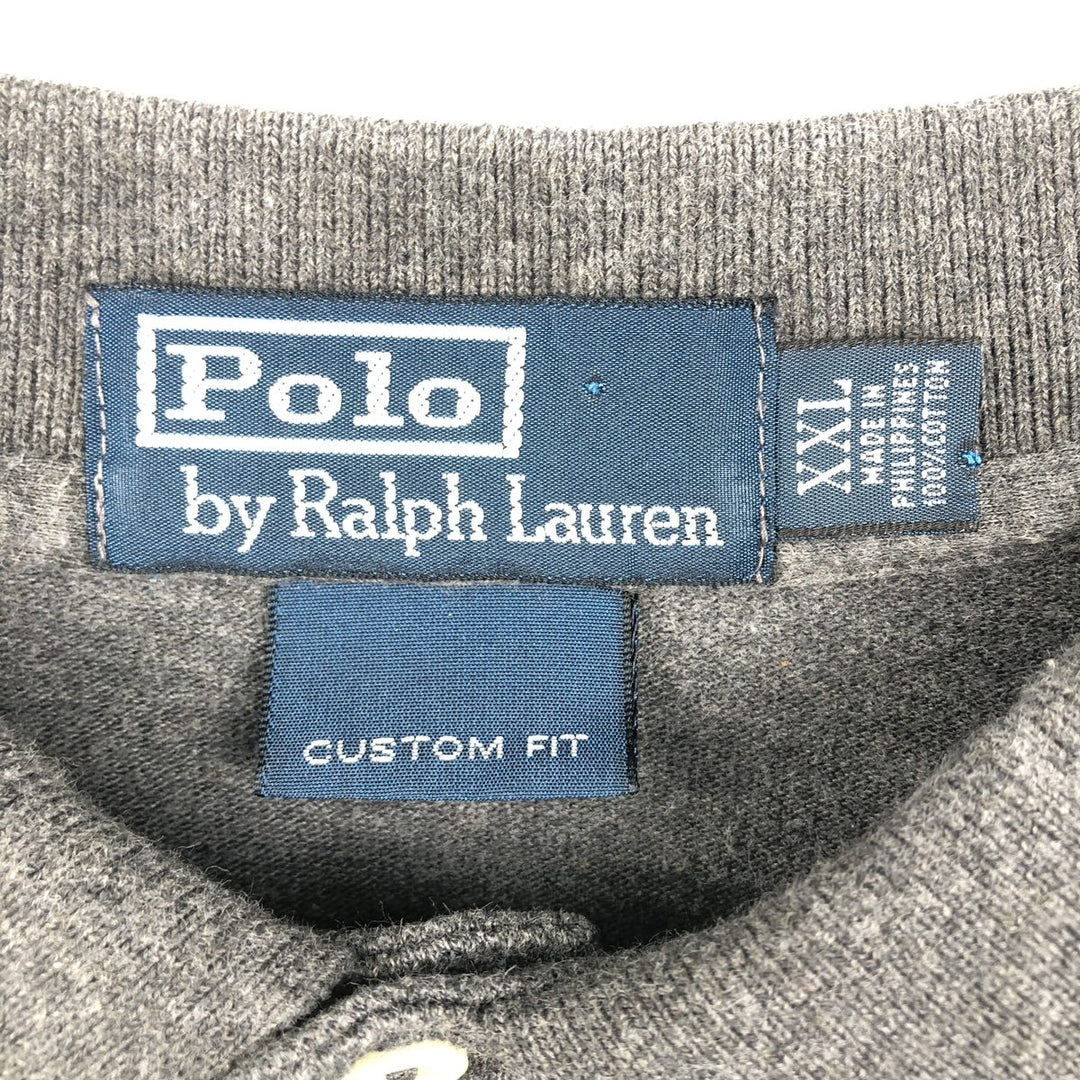 Ralph Lauren POLO by Ralph Lauren CUSTOM FIT long-sleeved polo shirt, men's size XXL cotton Charcoal Vintage Second Hand