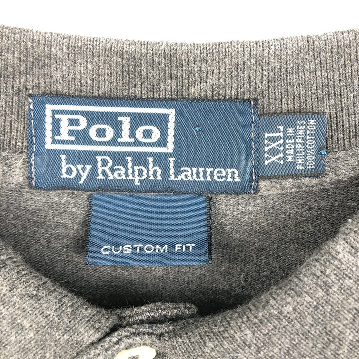 Ralph Lauren POLO by Ralph Lauren CUSTOM FIT long-sleeved polo shirt, men's size XXL cotton Charcoal Vintage Second Hand