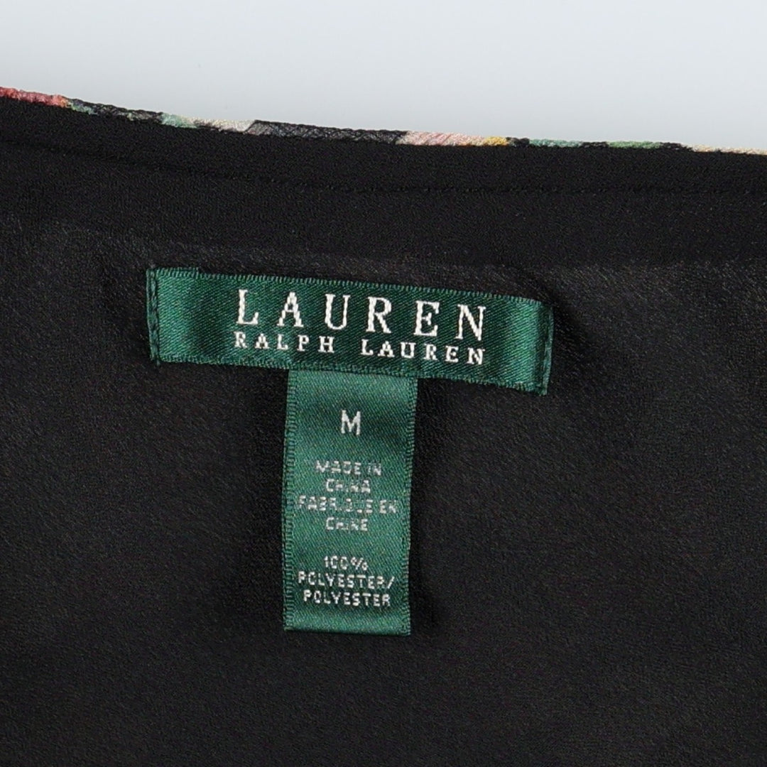 Ralph Lauren floral print half-length flared skirt, women's size M (approx.) polyester black type Vintage Second Hand