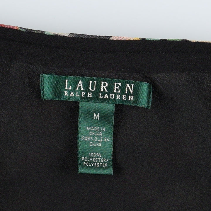 Ralph Lauren floral print half-length flared skirt, women's size M (approx.) polyester black type Vintage Second Hand