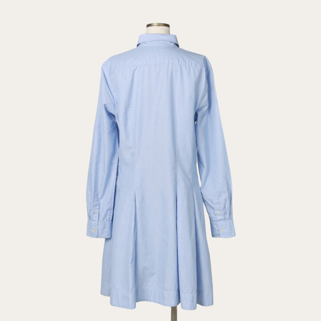 Ralph Lauren POLO RALPH LAUREN Half-Length Long-Sleeve Flared Shirt Dress, Women's Size M (approx.) cotton Blue type light blue Vintage Second Hand