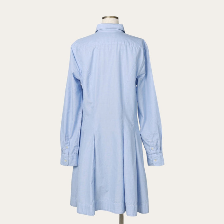 Ralph Lauren POLO RALPH LAUREN Half-Length Long-Sleeve Flared Shirt Dress, Women's Size M (approx.) cotton Blue type light blue Vintage Second Hand