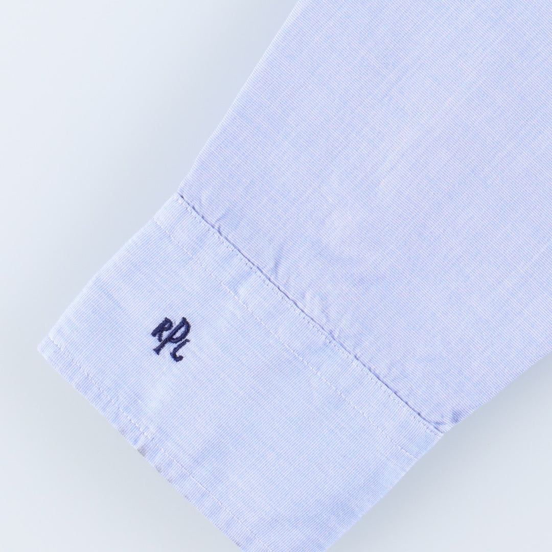 Ralph Lauren POLO RALPH LAUREN Half-Length Long-Sleeve Flared Shirt Dress, Women's Size M (approx.) cotton Blue type light blue Vintage Second Hand