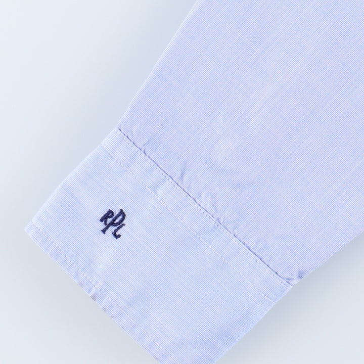 Ralph Lauren POLO RALPH LAUREN Half-Length Long-Sleeve Flared Shirt Dress, Women's Size M (approx.) cotton Blue type light blue Vintage Second Hand