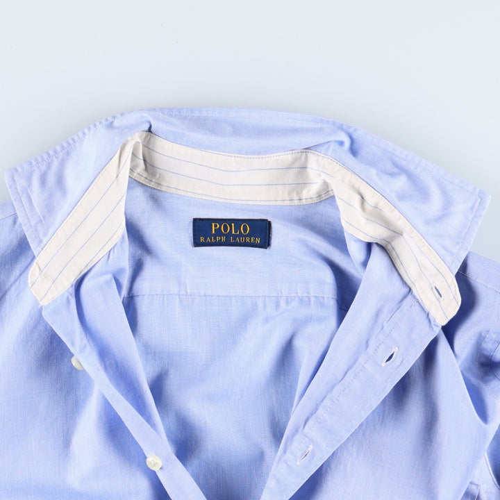 Ralph Lauren POLO RALPH LAUREN Half-Length Long-Sleeve Flared Shirt Dress, Women's Size M (approx.) cotton Blue type light blue Vintage Second Hand