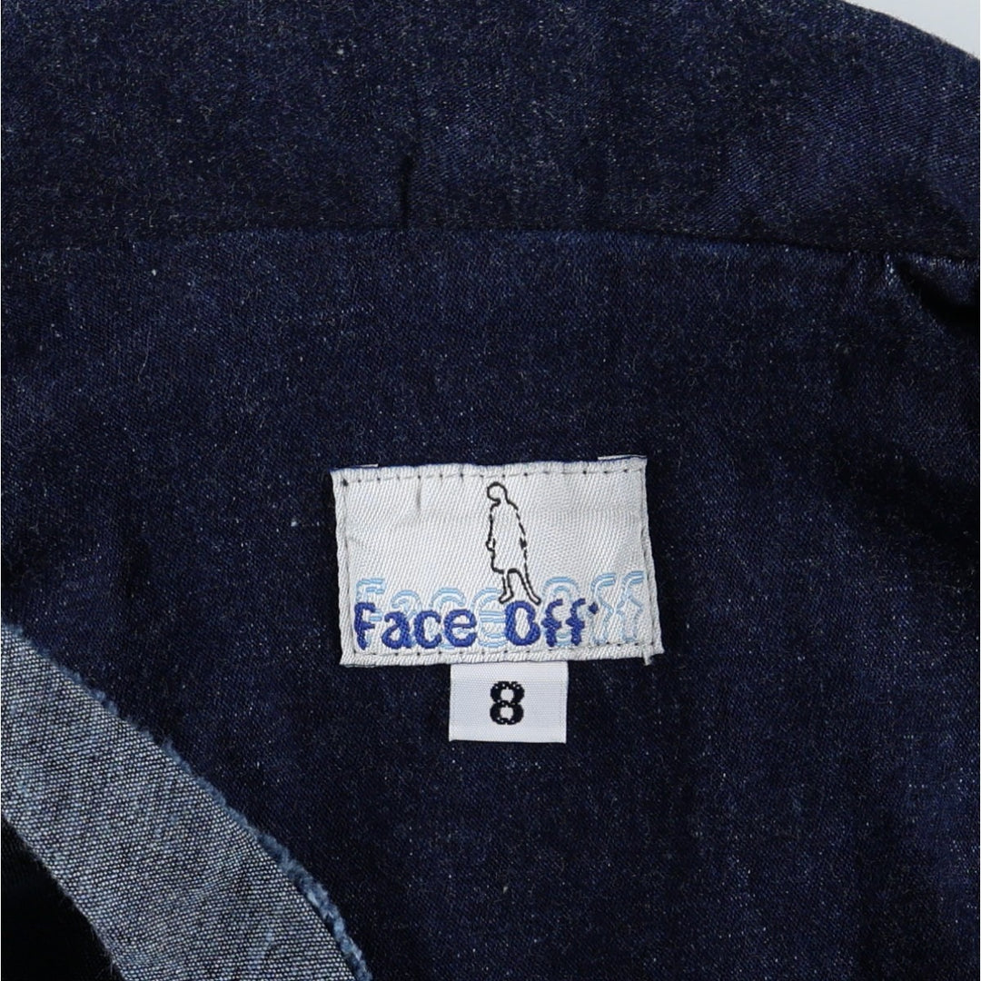 Face Off Midi-Length Open-Collar Denim Dress (Women's Size XS) cotton navy blue type Vintage Second Hand