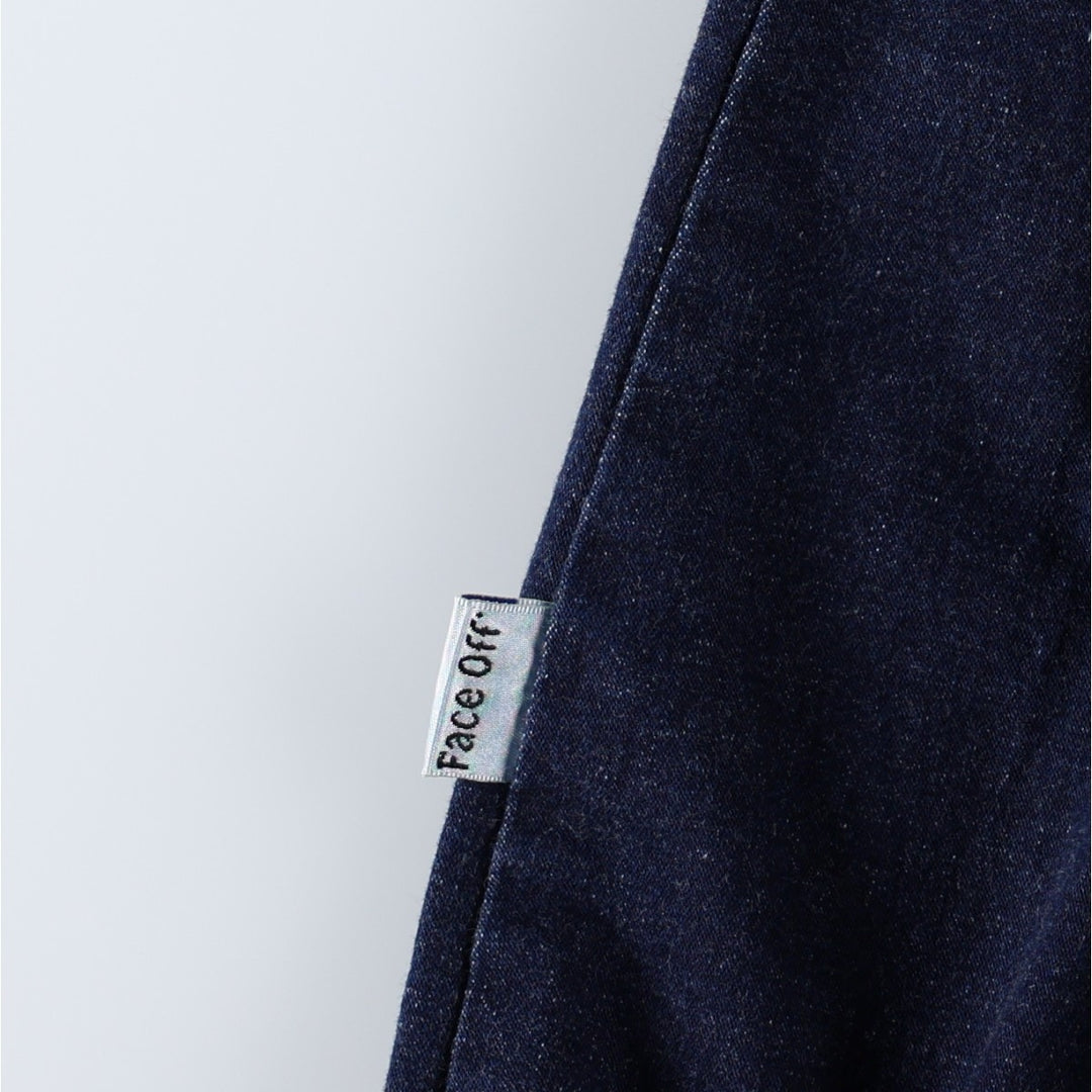 Face Off Midi-Length Open-Collar Denim Dress (Women's Size XS) cotton navy blue type Vintage Second Hand