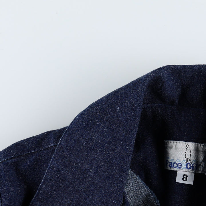 Face Off Midi-Length Open-Collar Denim Dress (Women's Size XS) cotton navy blue type Vintage Second Hand